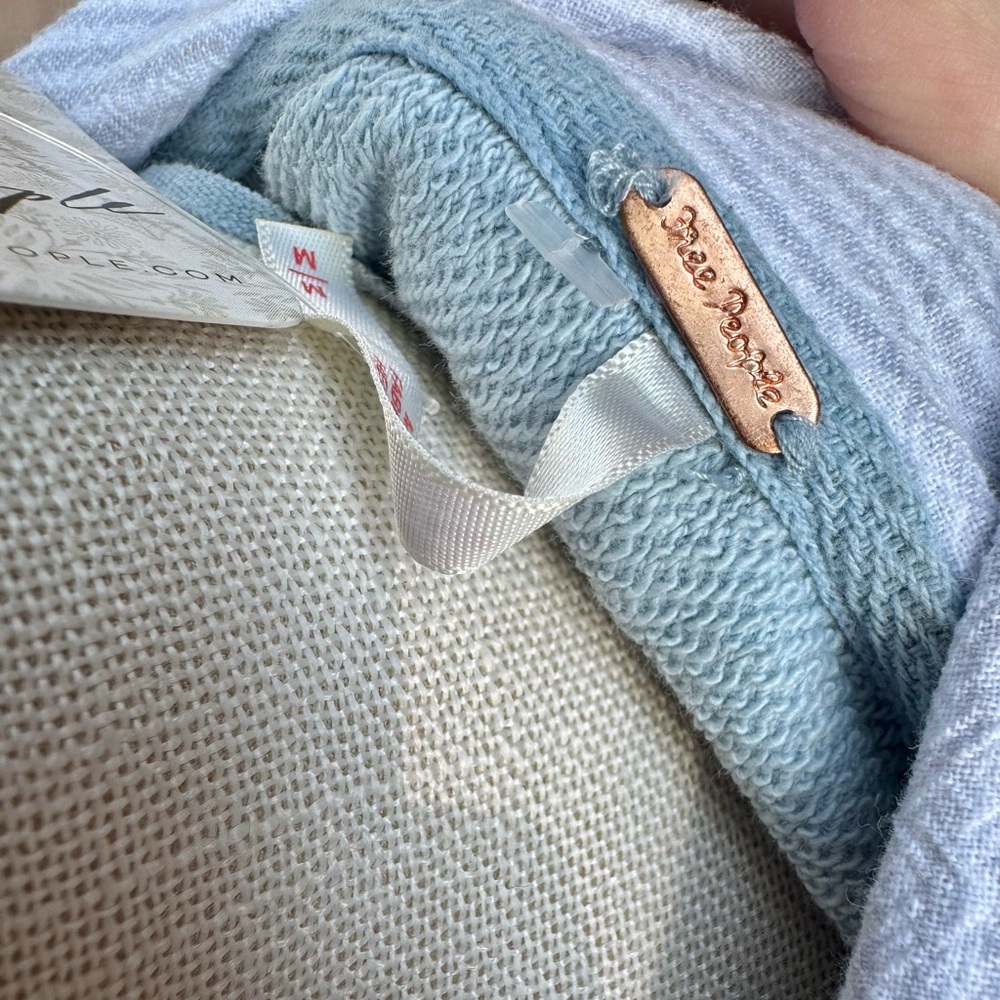 Free People Cotton Madeleine Sweatshirt in Winter Sky Combo Oversized Medium - Picture 7 of 11